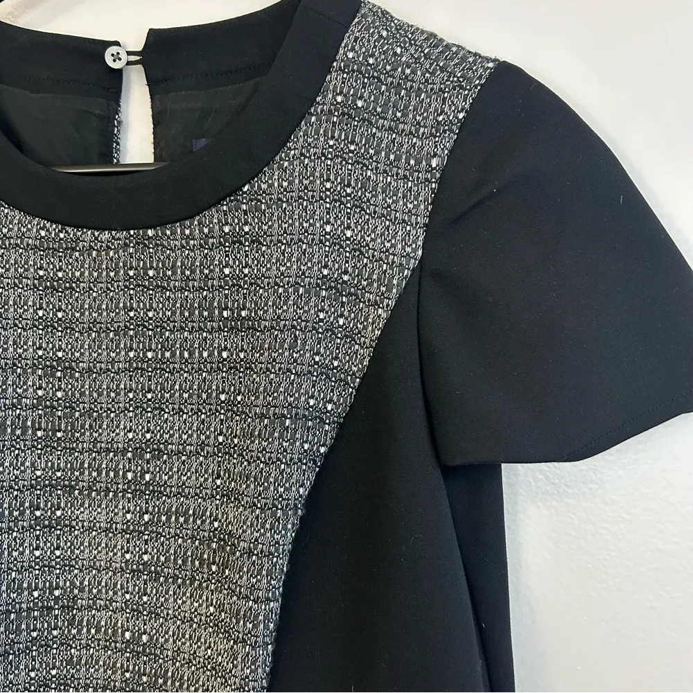 Madewell Short Sleeve Texture Tribune Black/Grey Fit & Flare Dress Size 2 - Image 6
