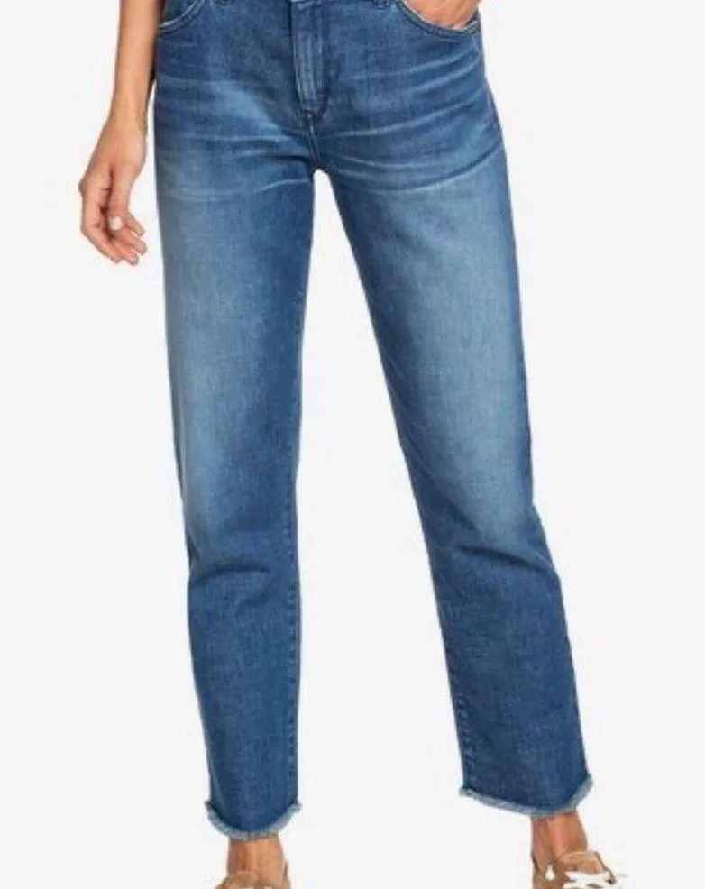 NWT Roxy Women’s Good Story Straight Fit Raw Hem Denim Ankle Jeans - Image 2