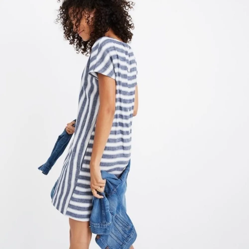 Madewell Stripe-Play Button-Back Tee Dress Size XXS - Image 14