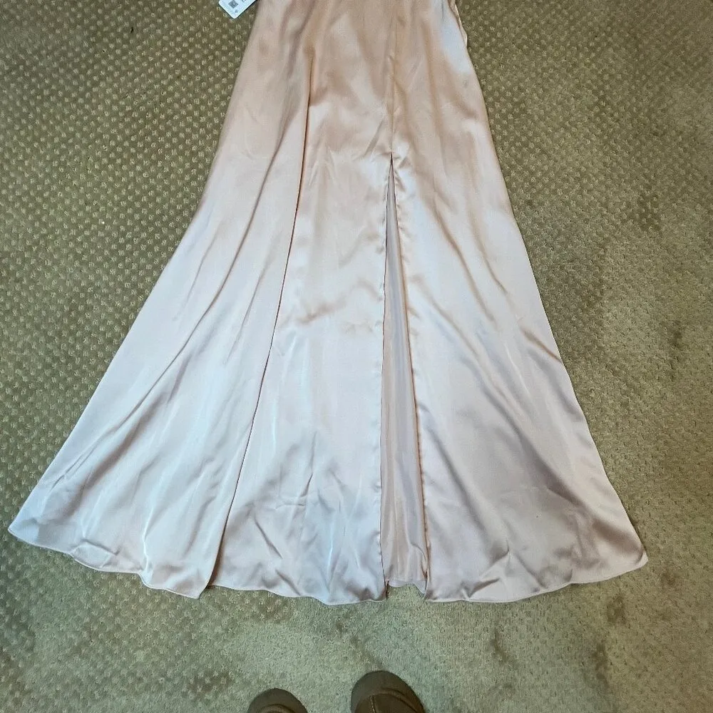 AZAZIE Clove English Rose Light Pink A-Line Pleated Stretch Satin Dress SZ 8 - Image 8