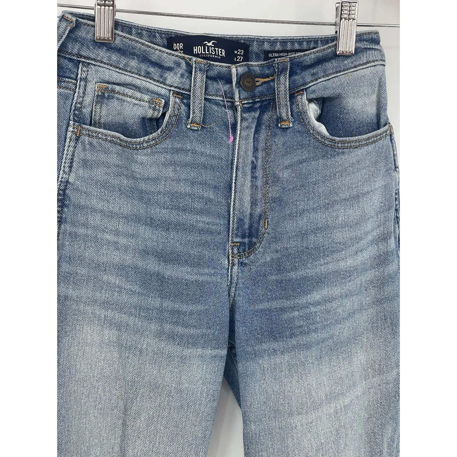 Hollister Co Jeans Womens Size 00R Ultra High-Rise Mom Jean Blue Denim Q0007‎ - Image 4