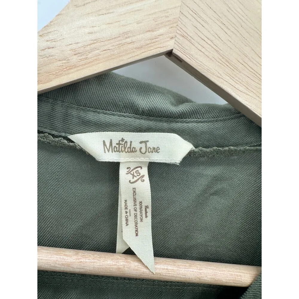 Matilda Jane Women Olive Green Once Upon a Time Tree Canopy Dress Button Down XS - Image 7