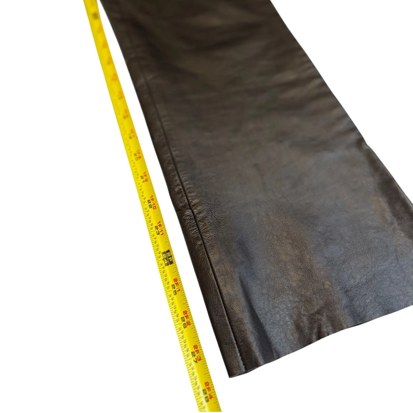 VS2 by Vakko Y2K Black Leather Straight Pants 100% Genuine Lamb Leather Trousers Size 8 - Image 10