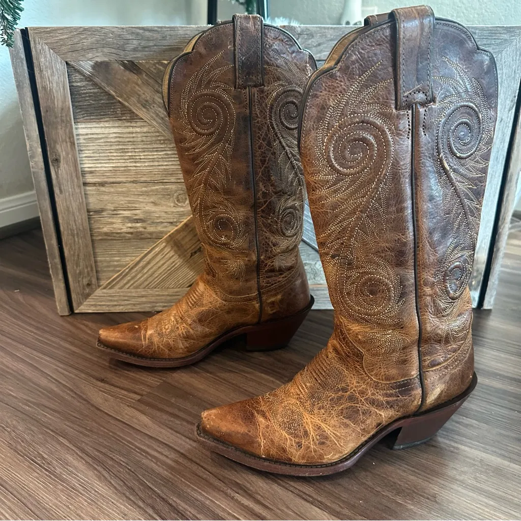 Justin L4332 Women’s Size 6 B Western Cowboy Damiana Leather Snipped Toe Boots - Image 6