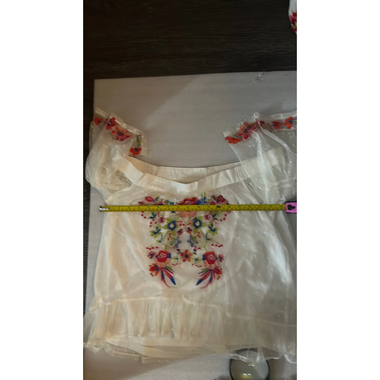 Umgee Boho Mesh Floral Embroidered Peasant Top S Festival Concert Indie Casual - Image 7