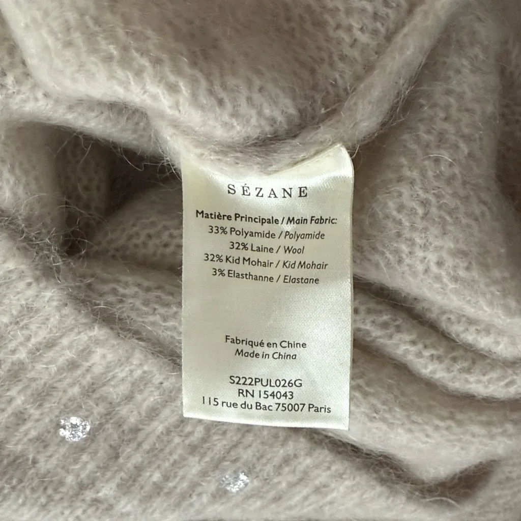 Sezane‎ Ludivine Jumper in Grey Chin Silver Foil Dots Wool Blend Size XS - Image 3