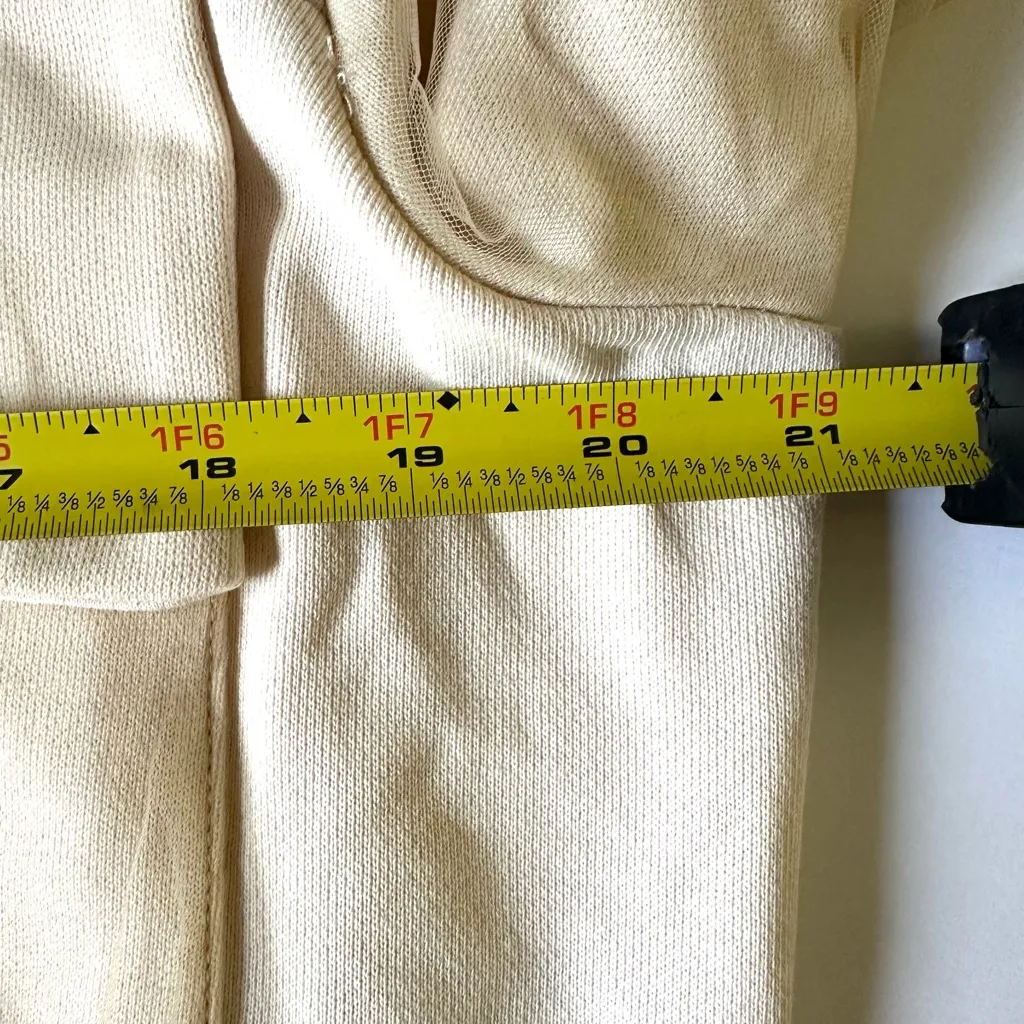 Anthropology Utility Pocket Pullover Sweater Womens Cream Sheer Crew Neck Sz L - Image 8