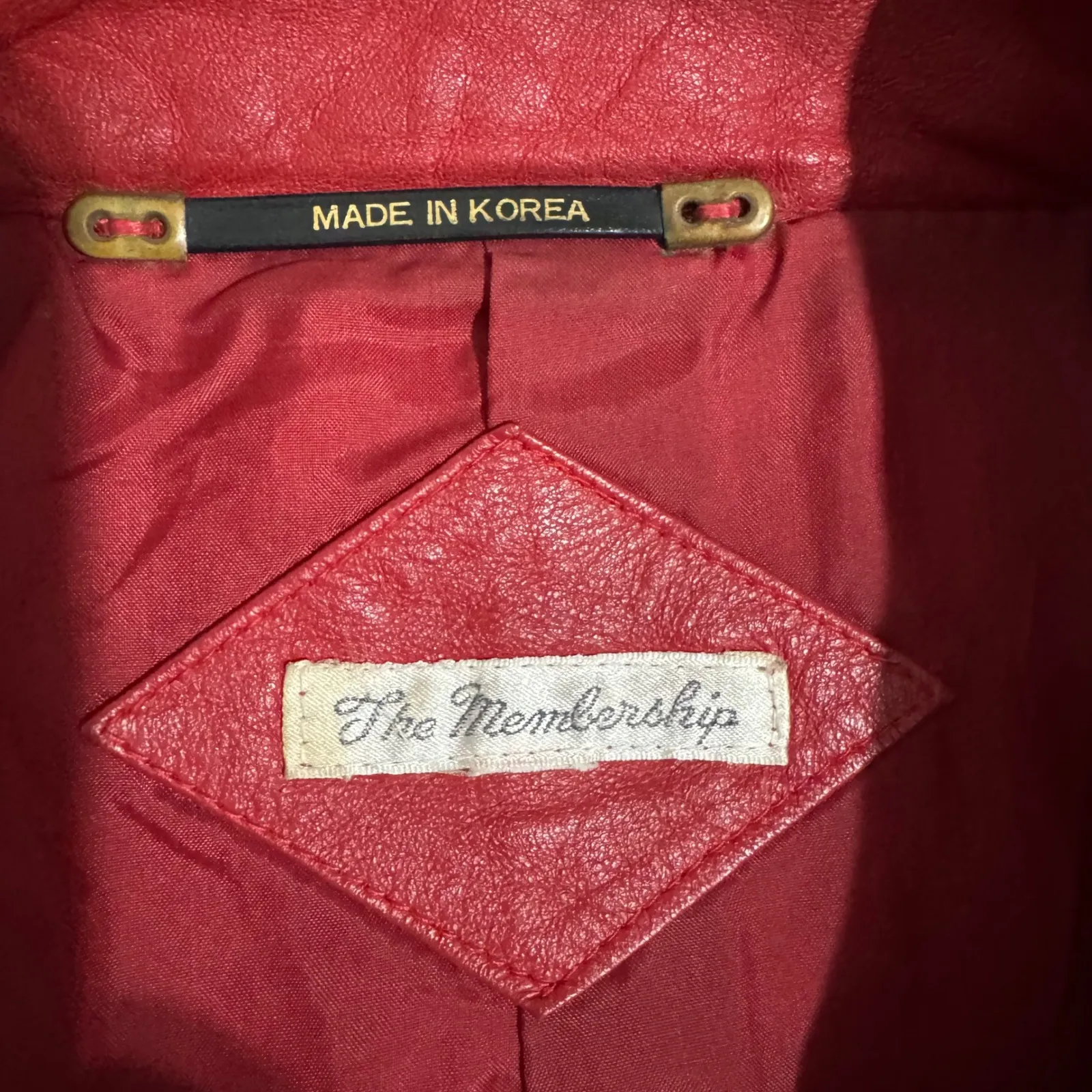 Vintage Women Genuine Red Leather Bomber Zip Front Jacket Made in‎ Korea Sz M Size M - Image 9