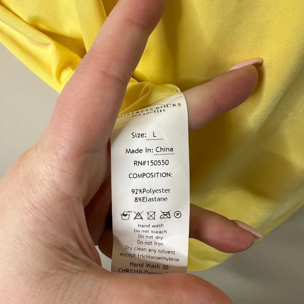 Mistress Rocks 'DANGER ZONE' Sherbet Lemon Mini Dress Women's Large NEW - Image 5