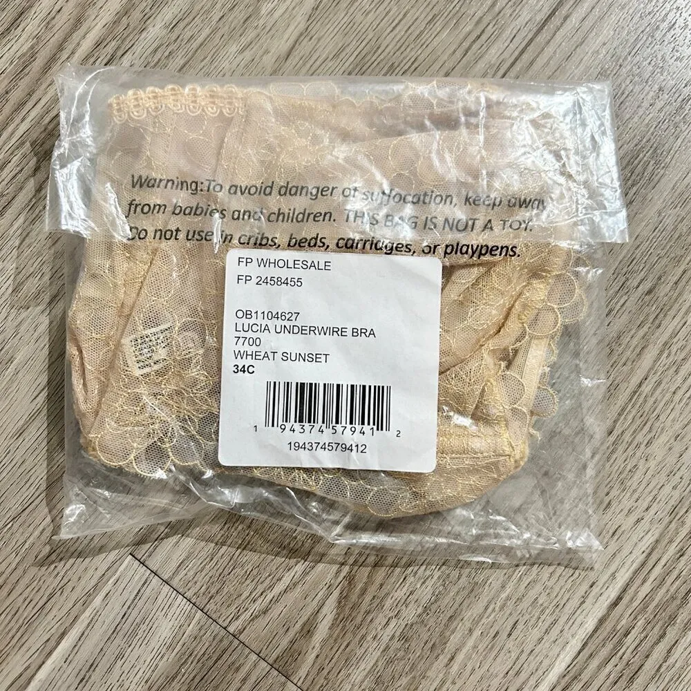 Free People Lucia Underwire Bra in Wheat Sunset Nude Size 34C NWT - Image 2