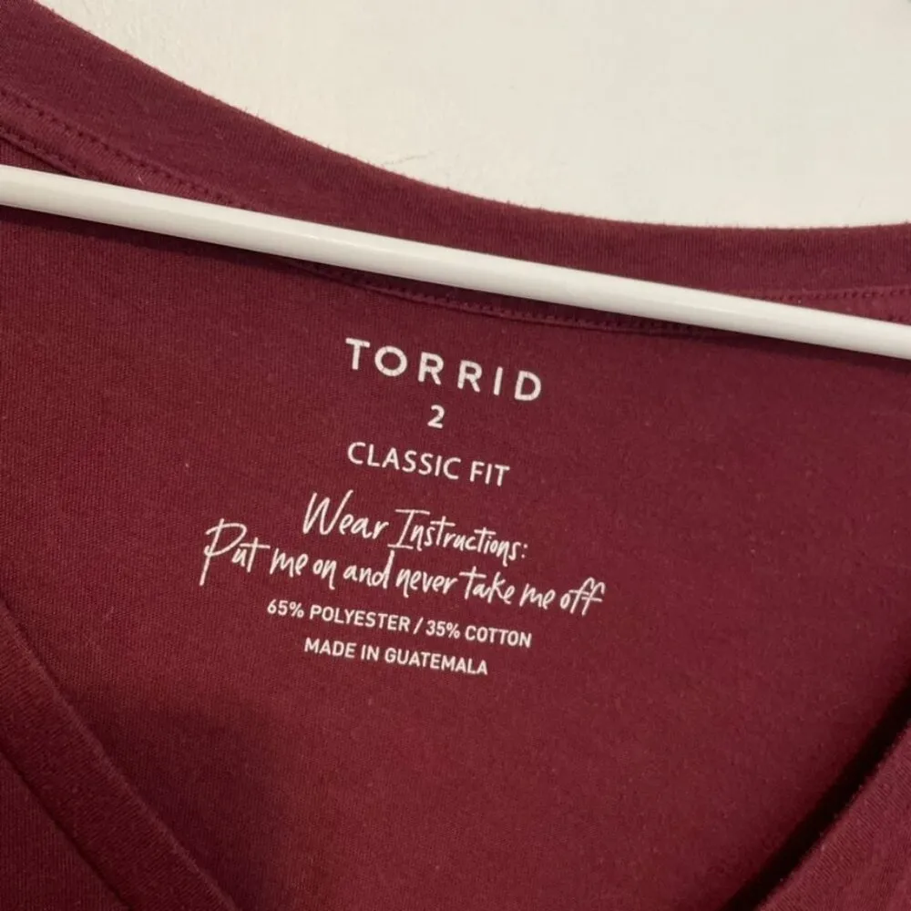 TORRID 2 Plus Size Girlfriend Signature Jersey V-Neck Tee Burgundy Maroon TShirt - Image 6