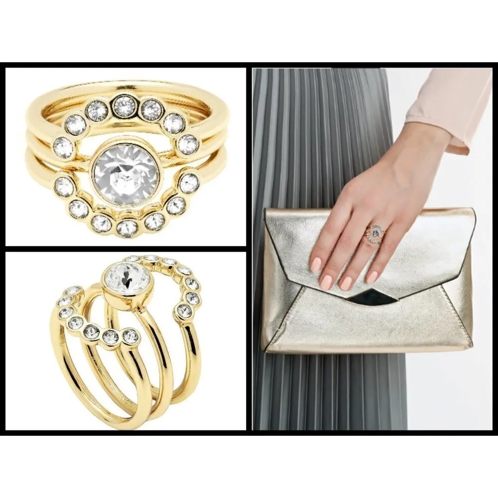 💕TED BAKER💕 Gold Cadyna Concentric Crystal Ring M/L NWT - Image 3