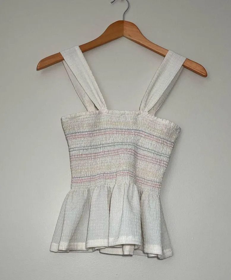 Madewell Rainbow Smocked Peplum Tank - Image 5