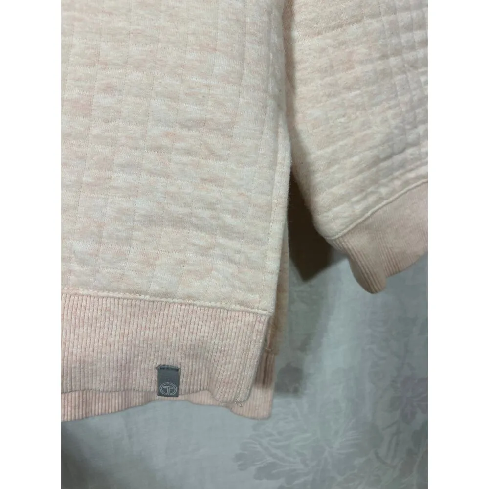 T by Talbots Sweatshirt XL Petal Pink Quilted Cotton Snap High Neck - Image 2