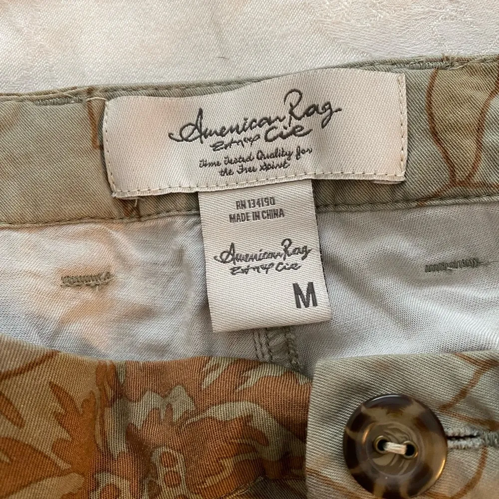 American Rag Floral Lightweight Olive Green Pants M - Image 5