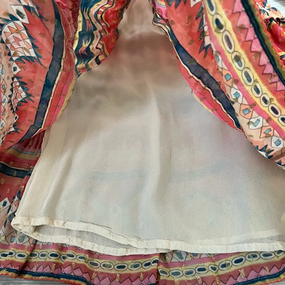 Chufy Memories of Peru Mancora Off Shoulder Smocked Metallic Mini Dress | XS - Image 7