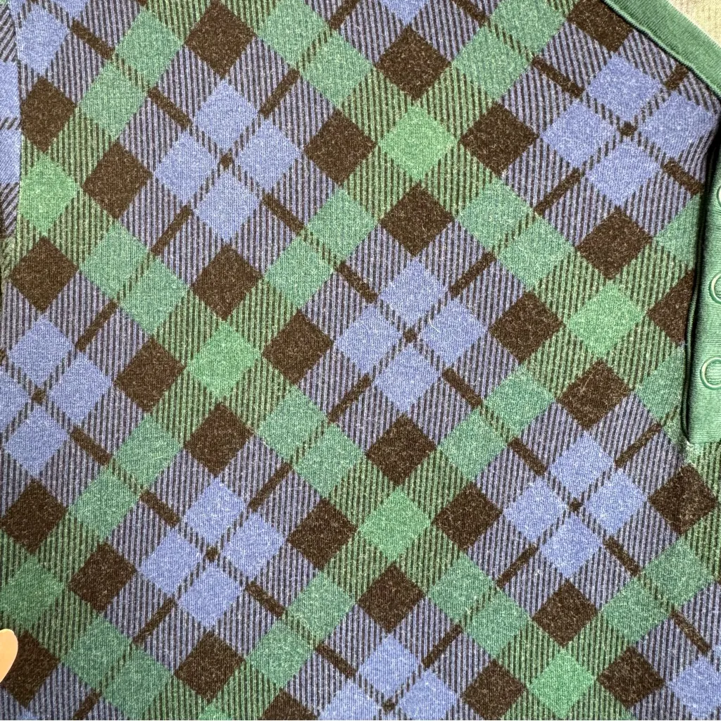 Little Sleepies Bamboo Women’s Navy Green Tartan Plaid Pajama Top Size Small - Image 5