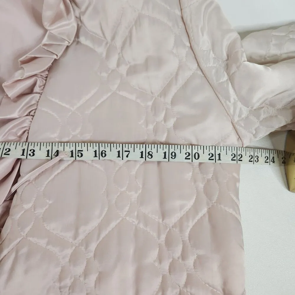 Vintage 70s Barbizon Quilted Baby Light Pink Satin Robe Cottagecore Luxurious M Size M - Image 12