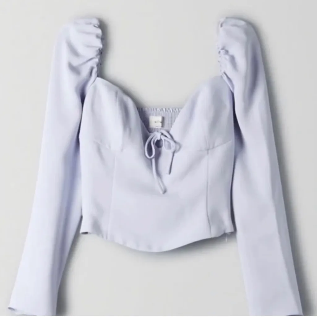 Aritzia Wilfred Novella Milkmaid Blouse in Light Blue 2XS XXS $98 - Image 6