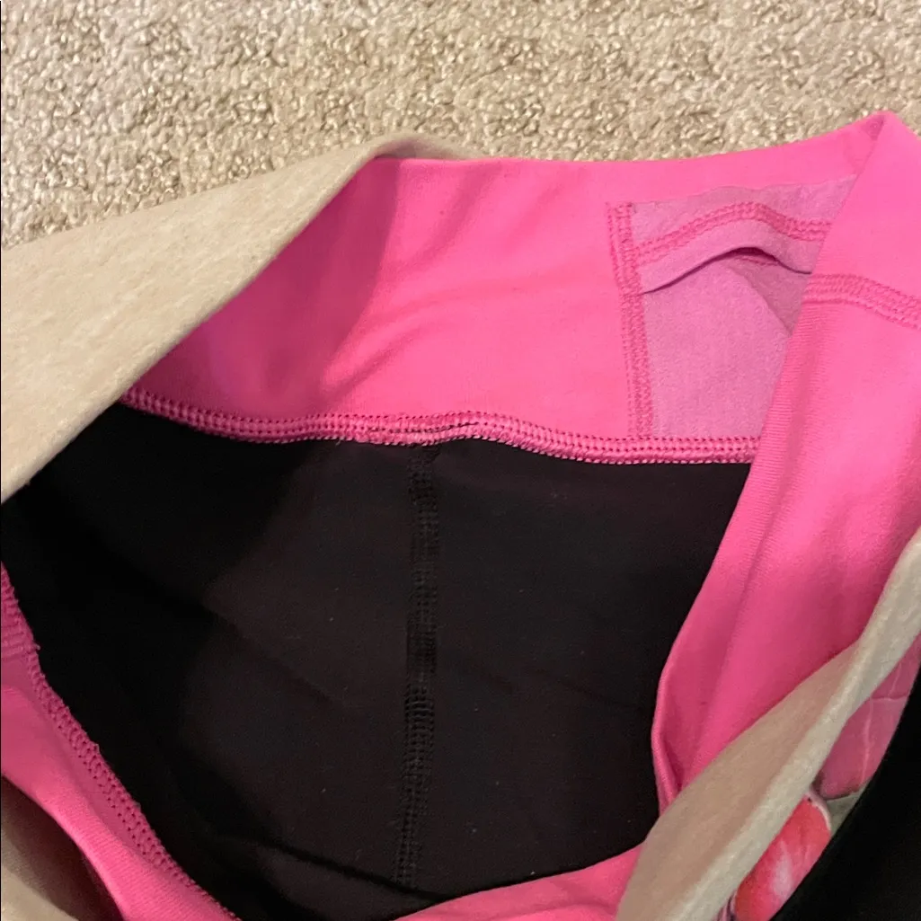 Lululemon Criss Cross Waist Black and Pink Athletic Leggings - Image 8