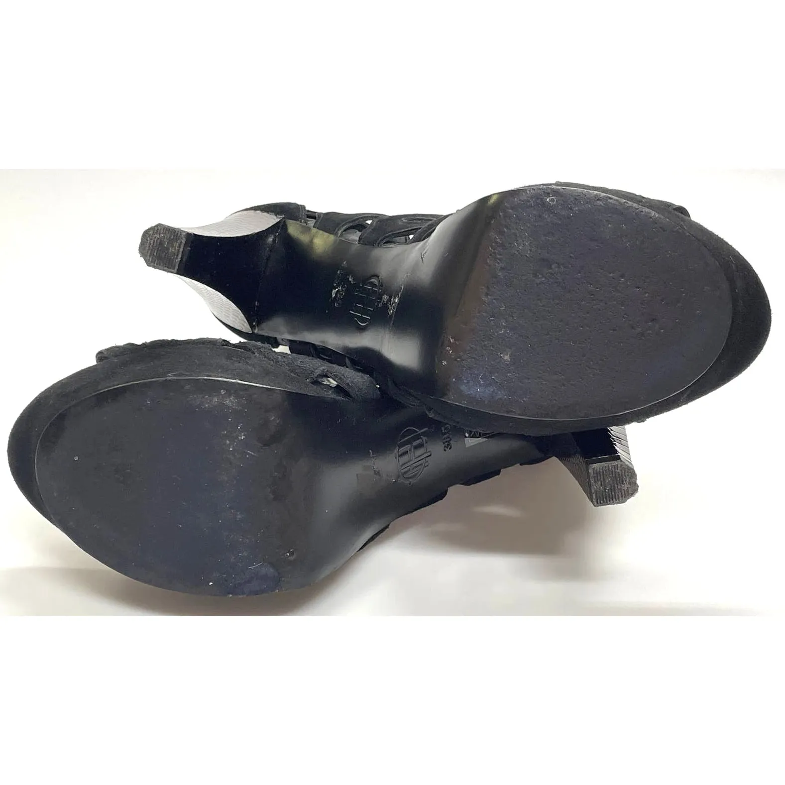 House of Harlow Bernadette Black Suede Open Toe Platform Pumps Size 38.5 - Image 9