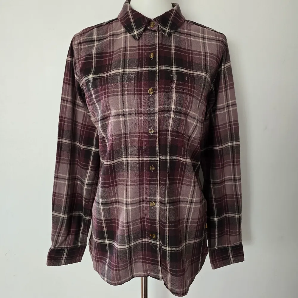 Carhartt Fairview Purple Plaid Roll Tab Button Down Size Medium - Image 2