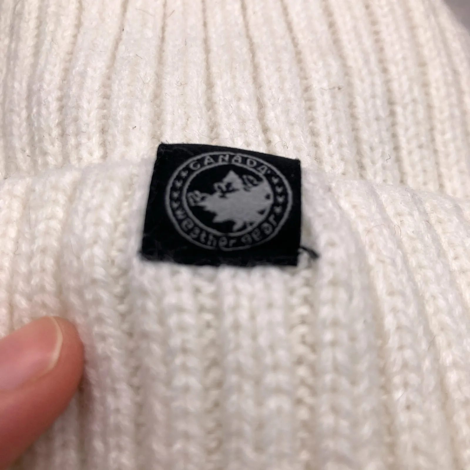 Canada Weather Gear White Chunky Knit Sherpa Lined Beanie Adult OS Ski Outdoors - Image 3