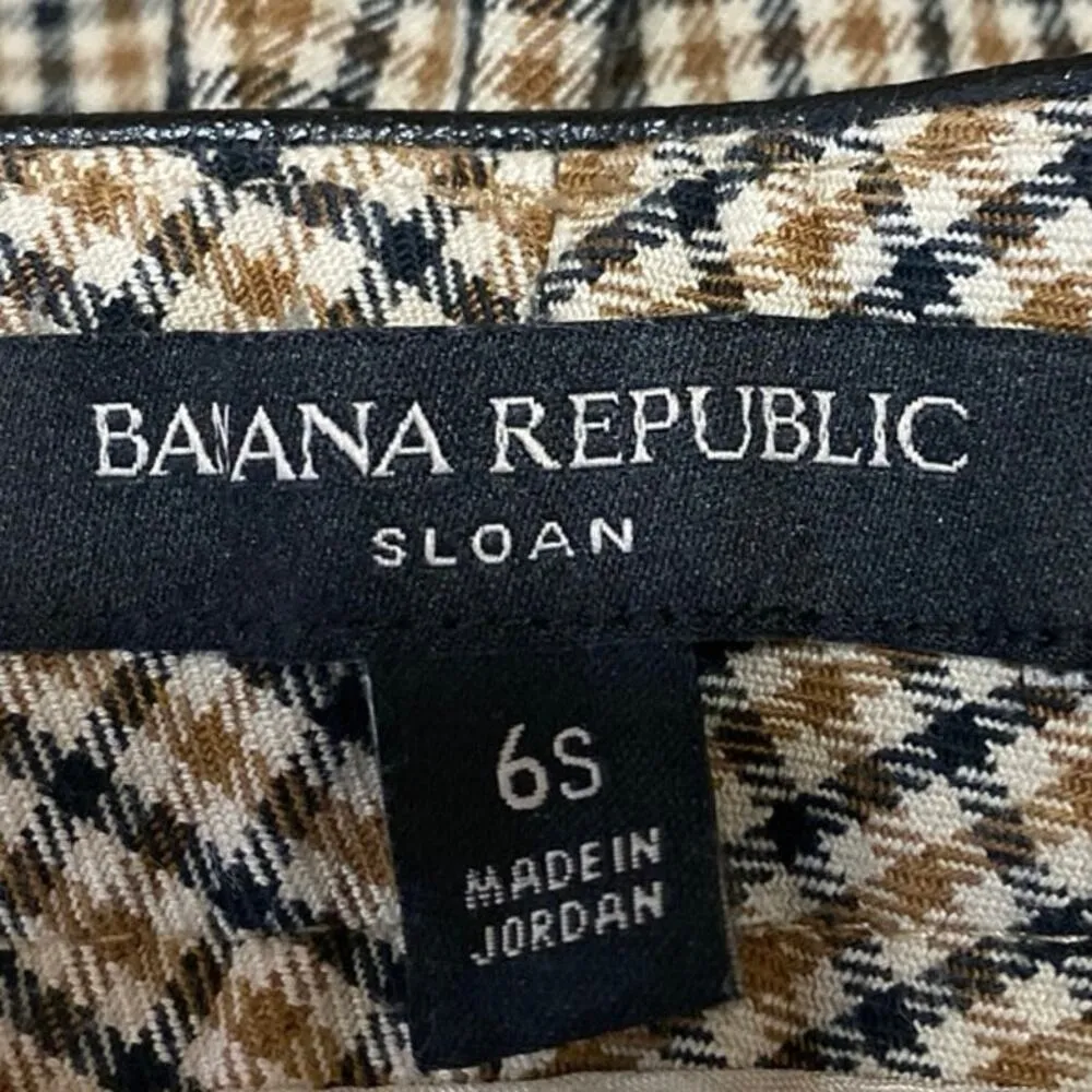 Banana Republic Sloan Women's Tan Plaid High Rise Tapered Trousers Pants Size 6 - Image 4