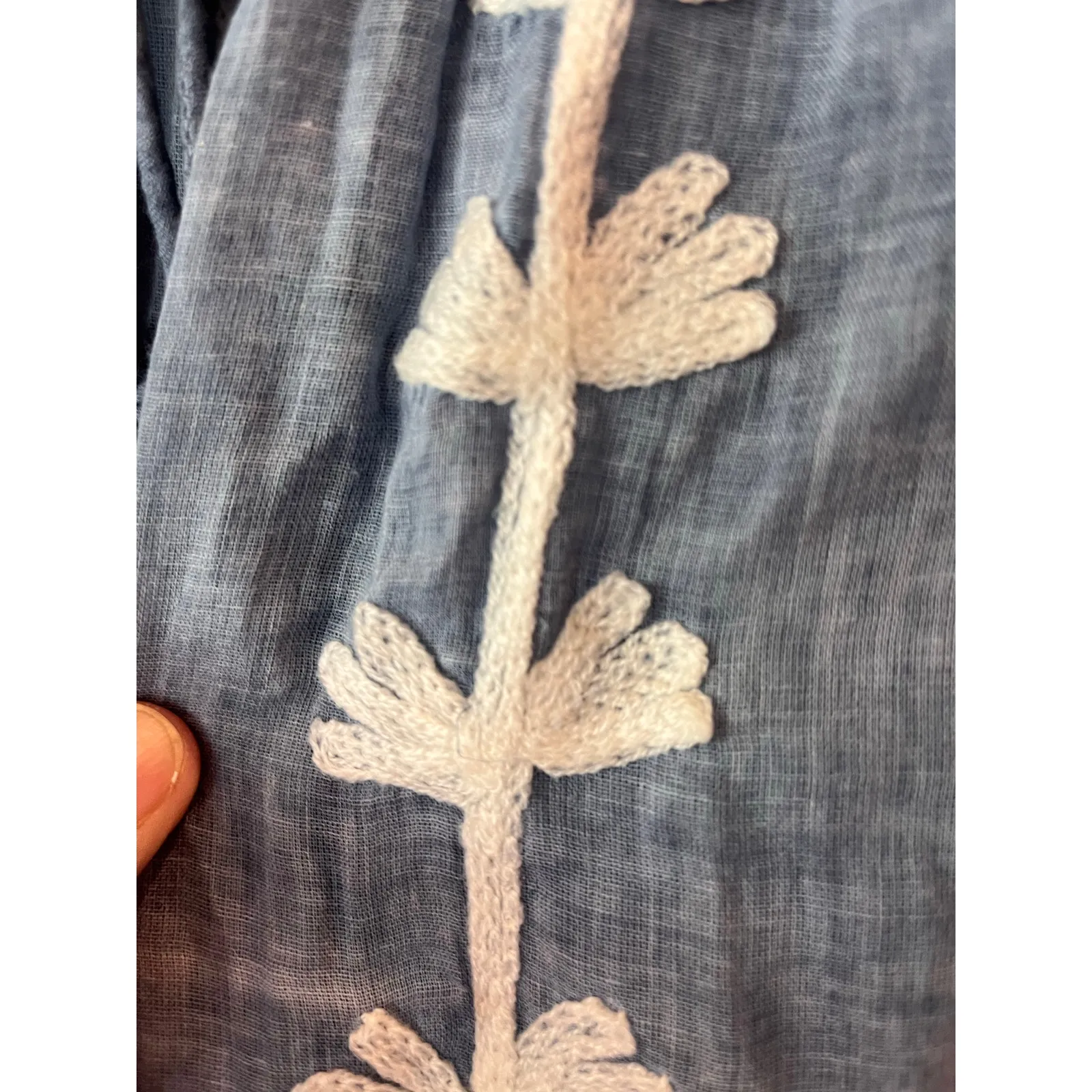 Dolma Cotton Floral Tunic Shift Maxi Dress Botanical Boho Hippie Coastal Sheer Blue Size undefined - Image 7