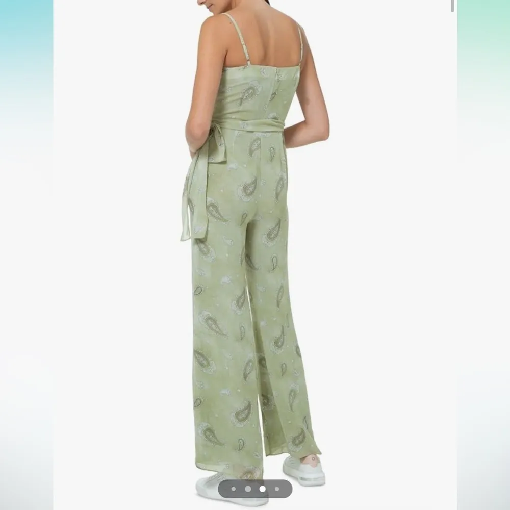 MICHAEL KORS PAISLEY Chiffon Green JUMPSUIT M - Image 2