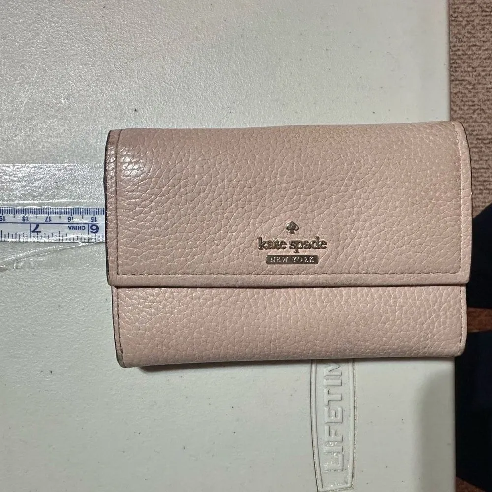 Kate‎ Spade Blush Pink Neutral Leather Tri-Fold Wallet - Image 13