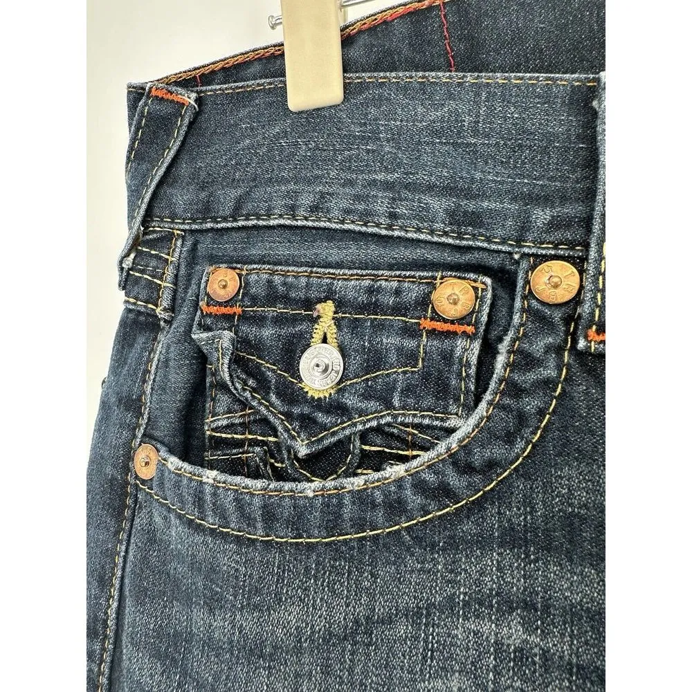 True Religion Jeans‎ Women's Sz 29x32 Blue Denim Ricky Relaxed Straight Mid Rise - Image 4