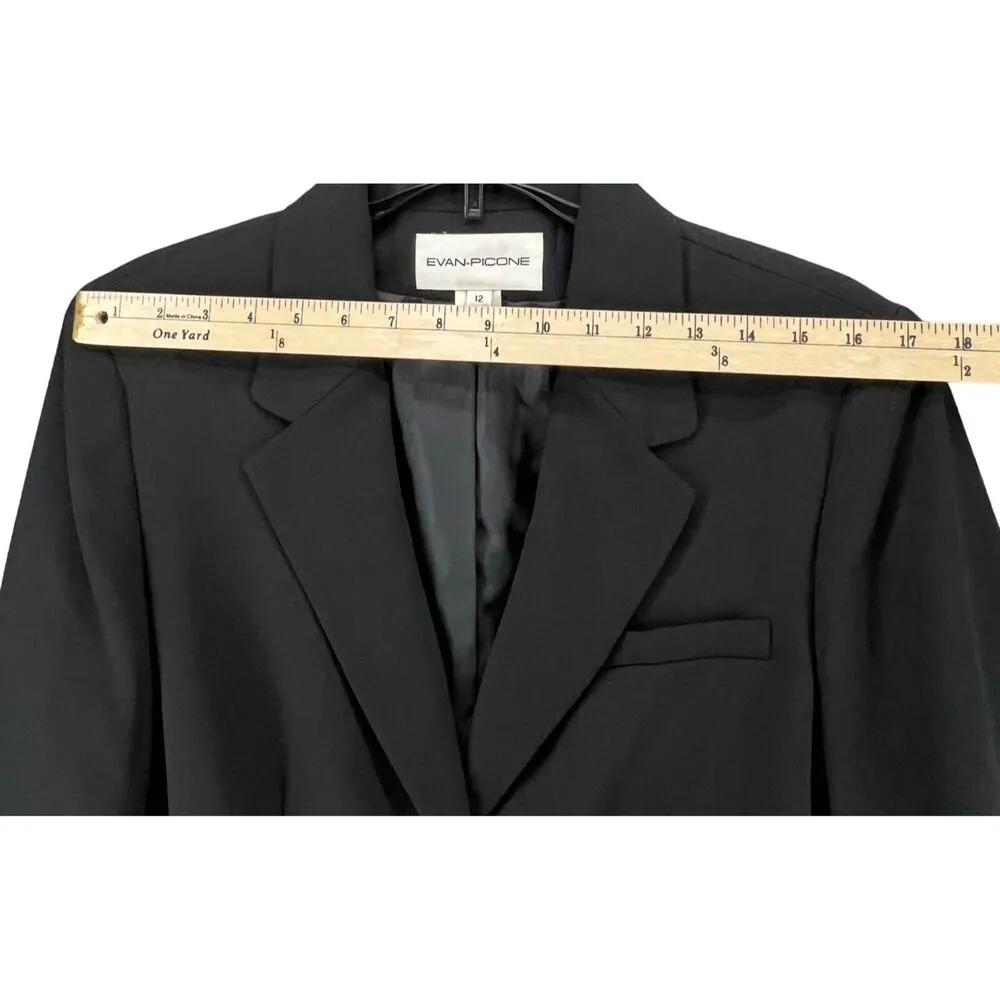 Evan Picone Blazer Womens 12 Black Two Button Lined Career Timeless Minimalist - Image 5
