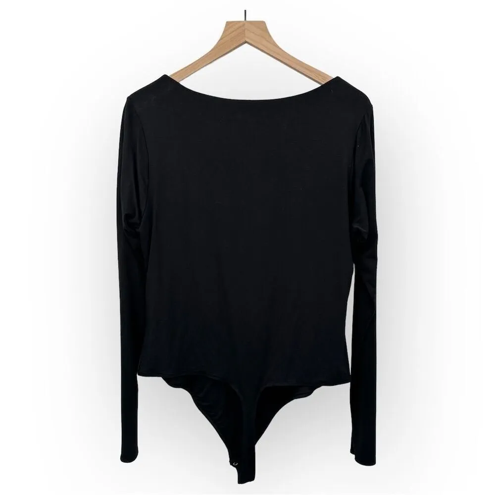 Good American Women's Long Sleeve Scoop Neck Bodysuit Black Size 6 (3XL) - Image 4