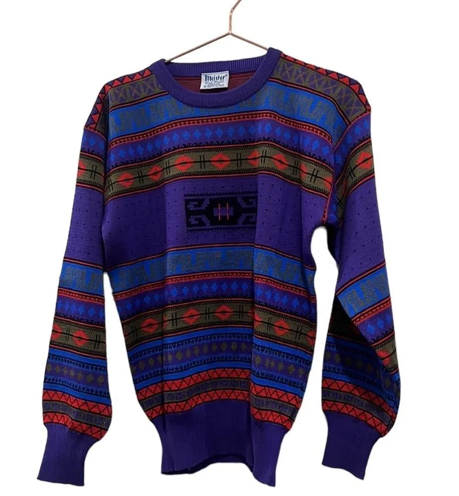 Meister vintage purple & red ski sweater. Size small. - Image 2
