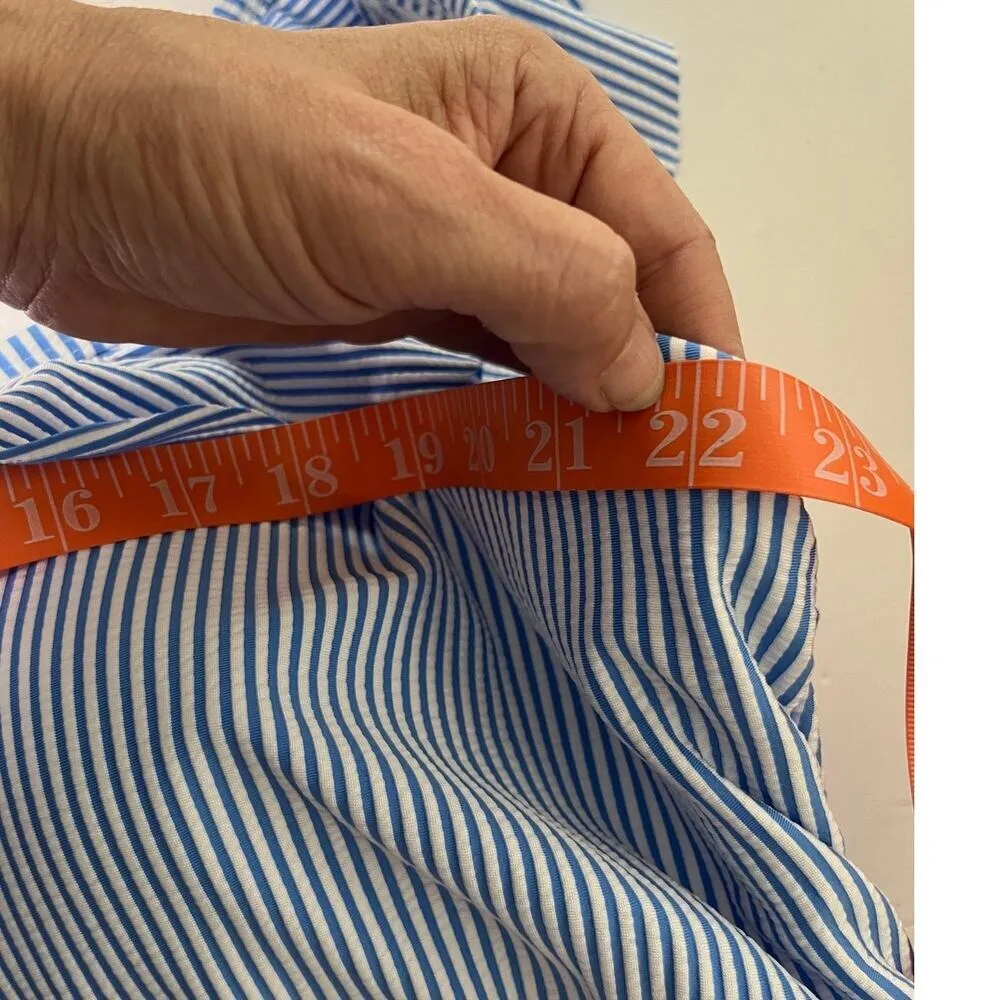 Time and Tru Plus 3X Blue Striped One Piece‎ Swimsuit Ruffle V Neck 24W 26W - Image 5