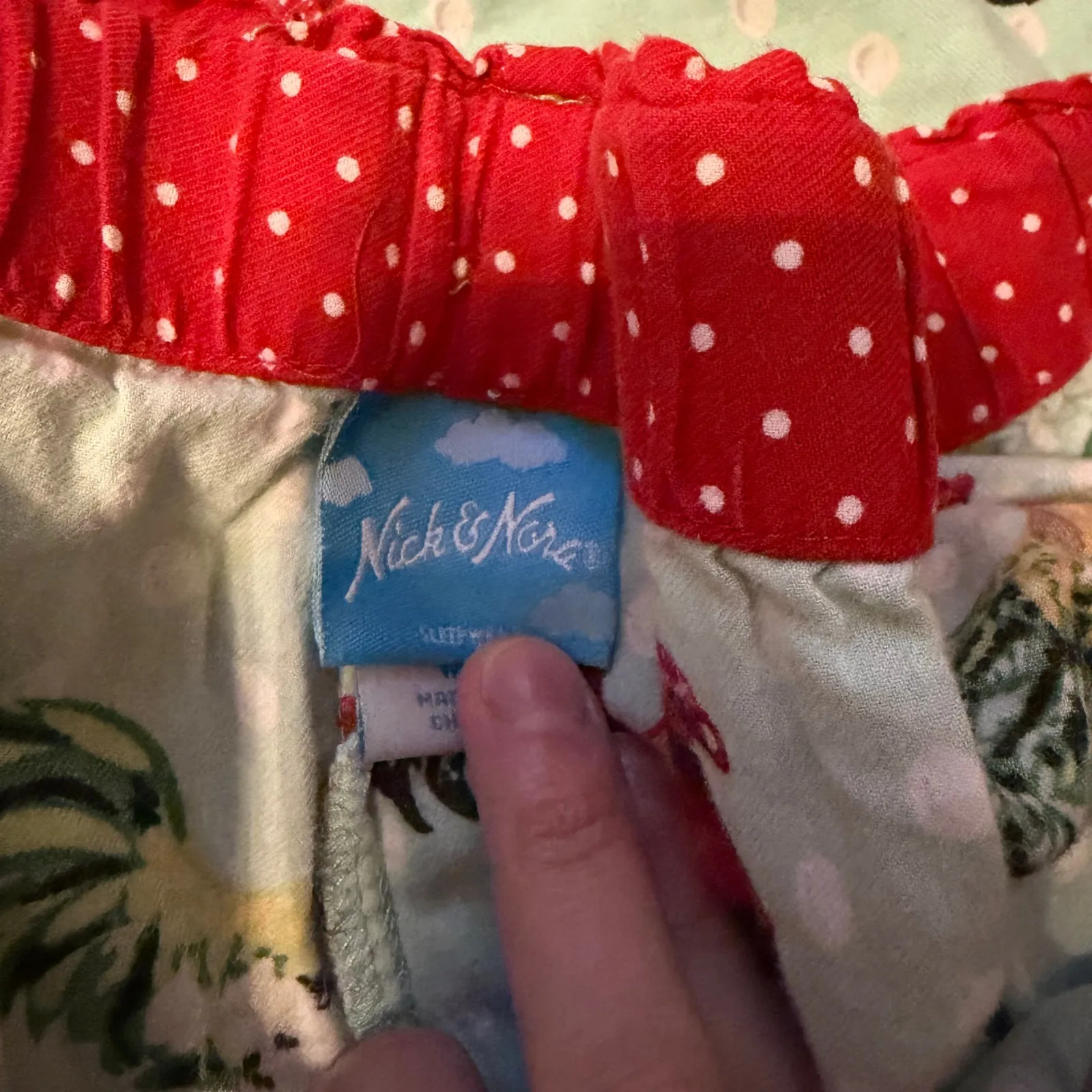 Nick & Nora Polka Dot Chicken Print Pajama PJ Pants 100% Cotton Size Medium - Image 8