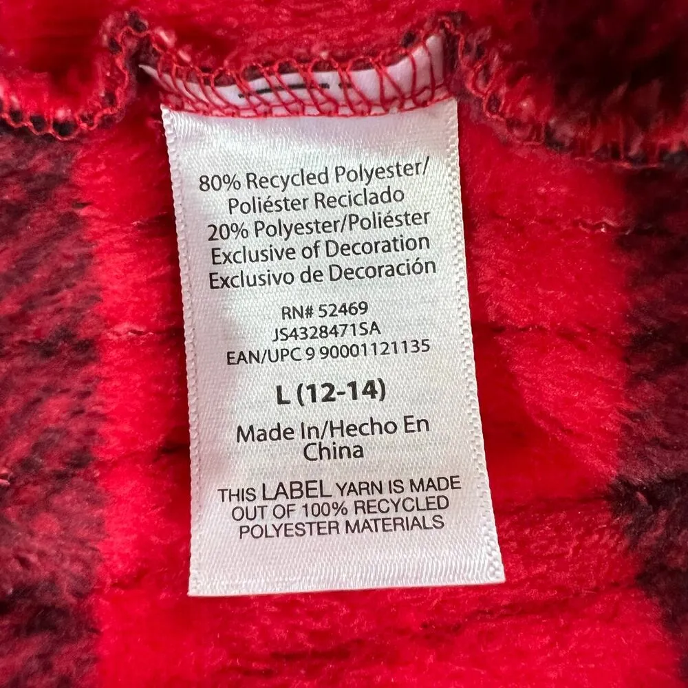 Joyspun Womens Fleece Hoodie Buffalo Plaid Hot Chocolate Weather Red Black Large - Image 8
