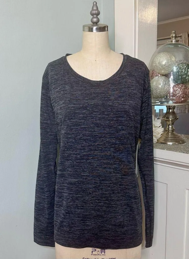 Lululemon Swiftly Relaxed Long Sleeve Athletic Shirt Black Micro Stripes 12 NWT - Image 3