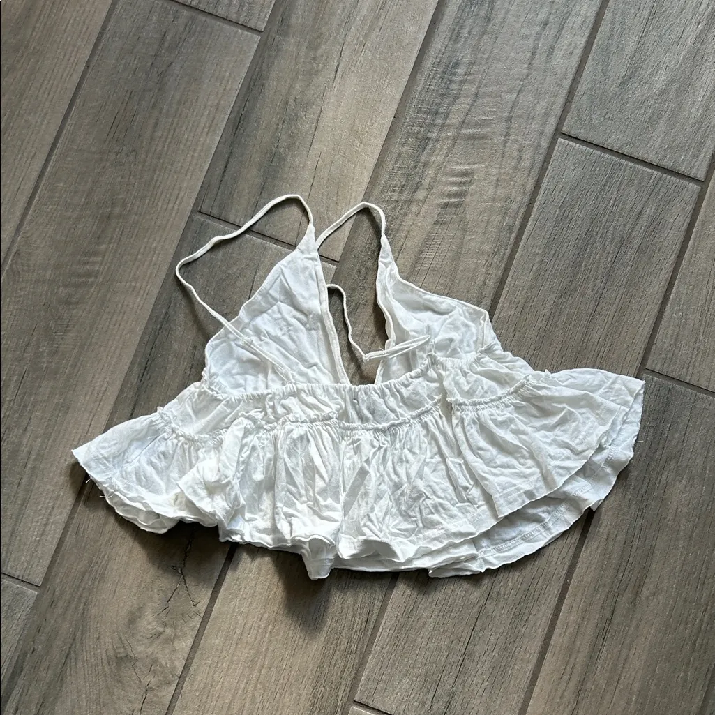 Angie White Ruffled Blouse with Button Detail - Image 4