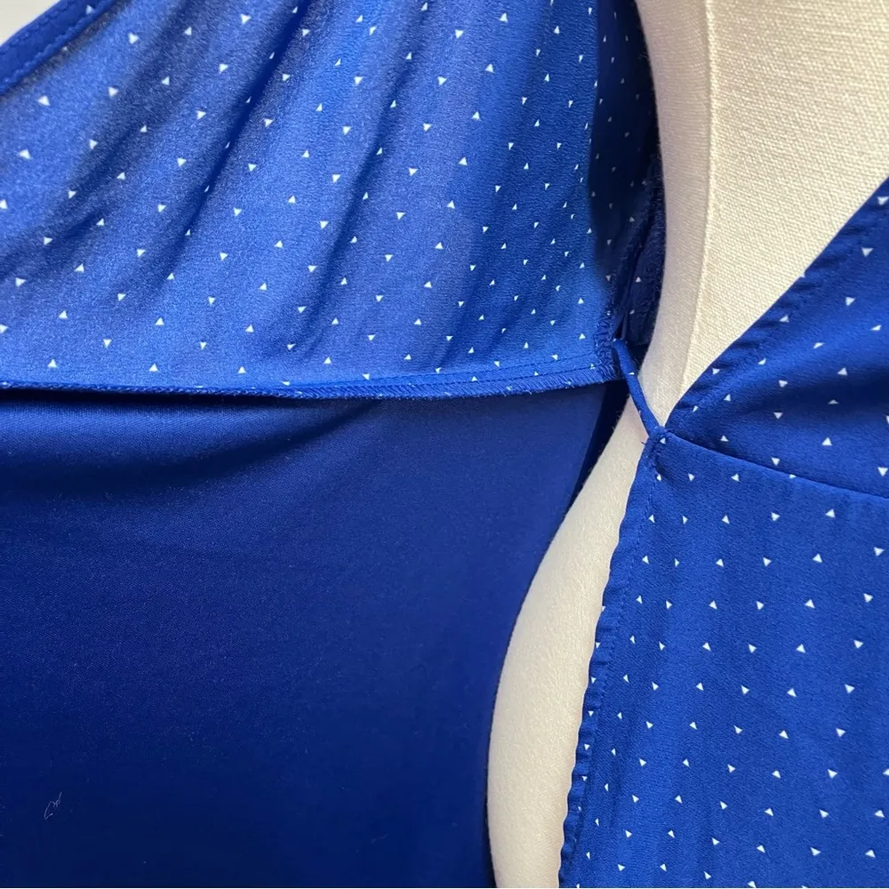 Lulus Farah Royal Blue Print Midi Wrap‎ Dress Womens XS Spring Wedding Elegant - Image 11