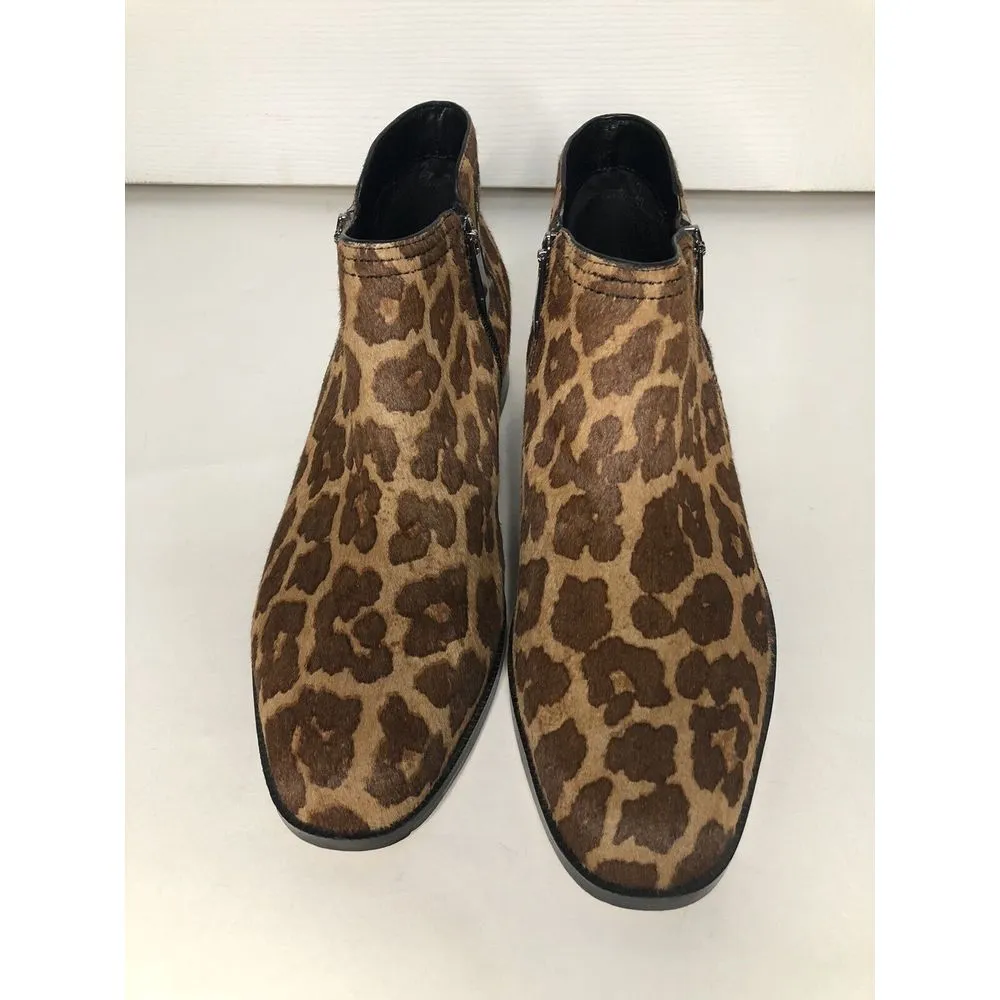27 Edit Real Fur Cow Dyed‎ Hair Animal Print Ankle Boots Women's Size 7.5 Brown - Image 7