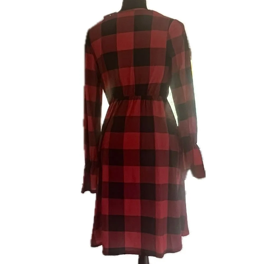 KOJOOIN womens small‎ buffalo plaid long sleeve v - Image 3