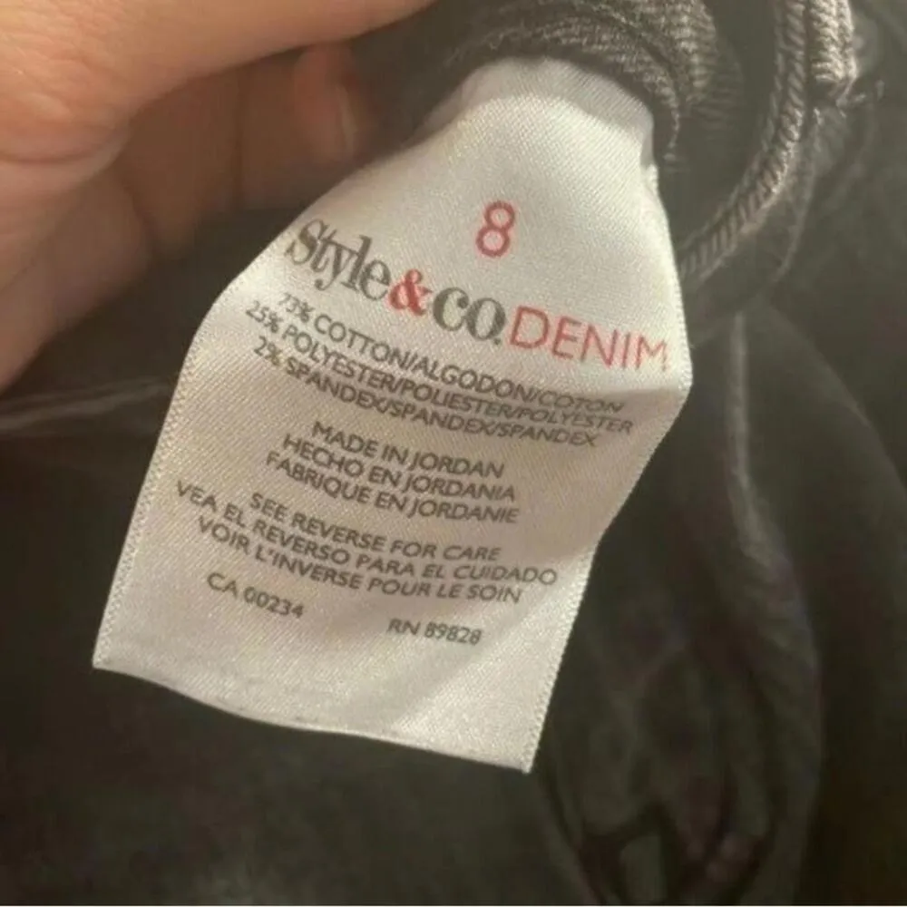 Style & Co. Denim Skinny Leg Dark Grey Skinny Jeans Embellished - Image 8