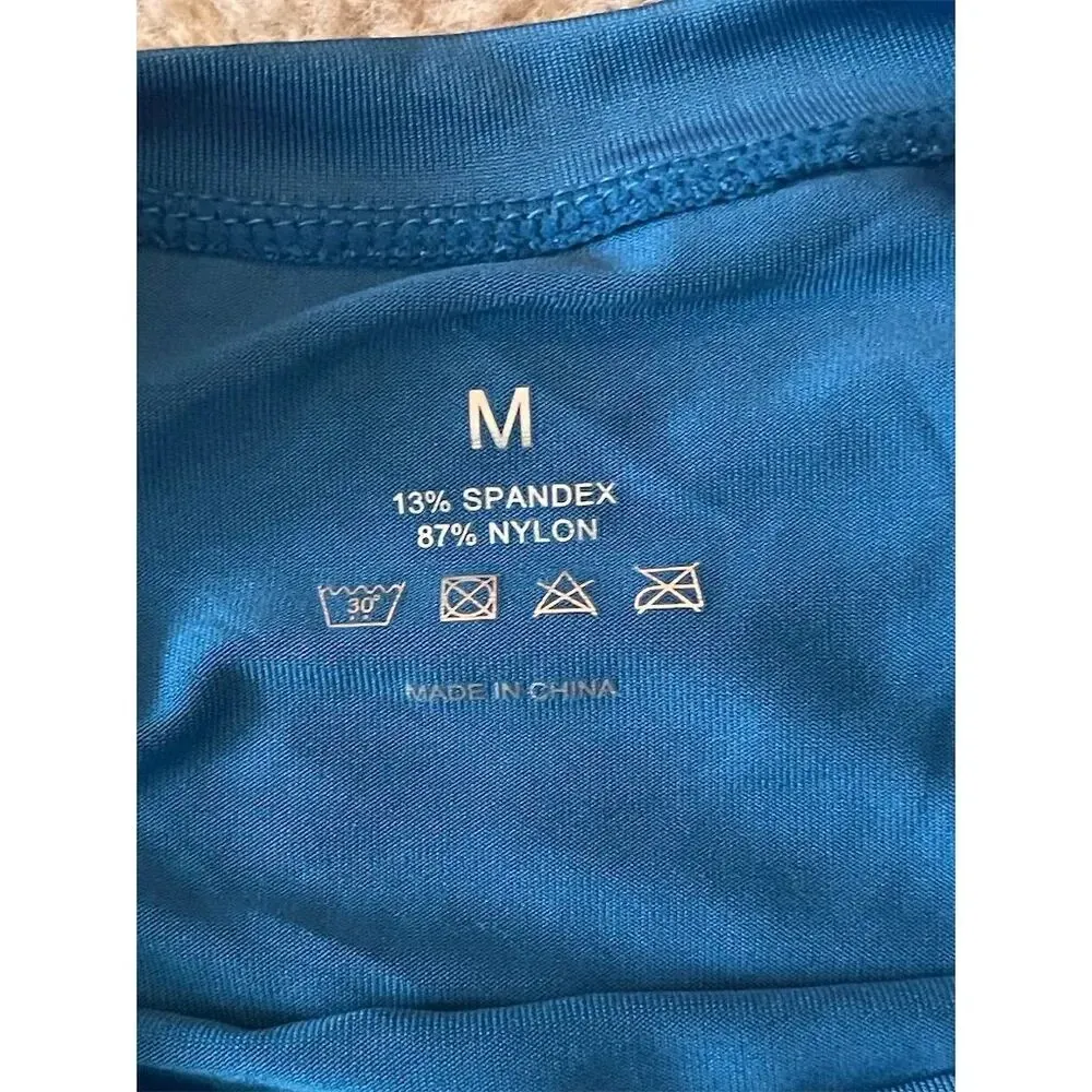 NVGTN Women's Turquoise Blue Short Sleeve Crop Top with Tie Back Size Medium - Image 3