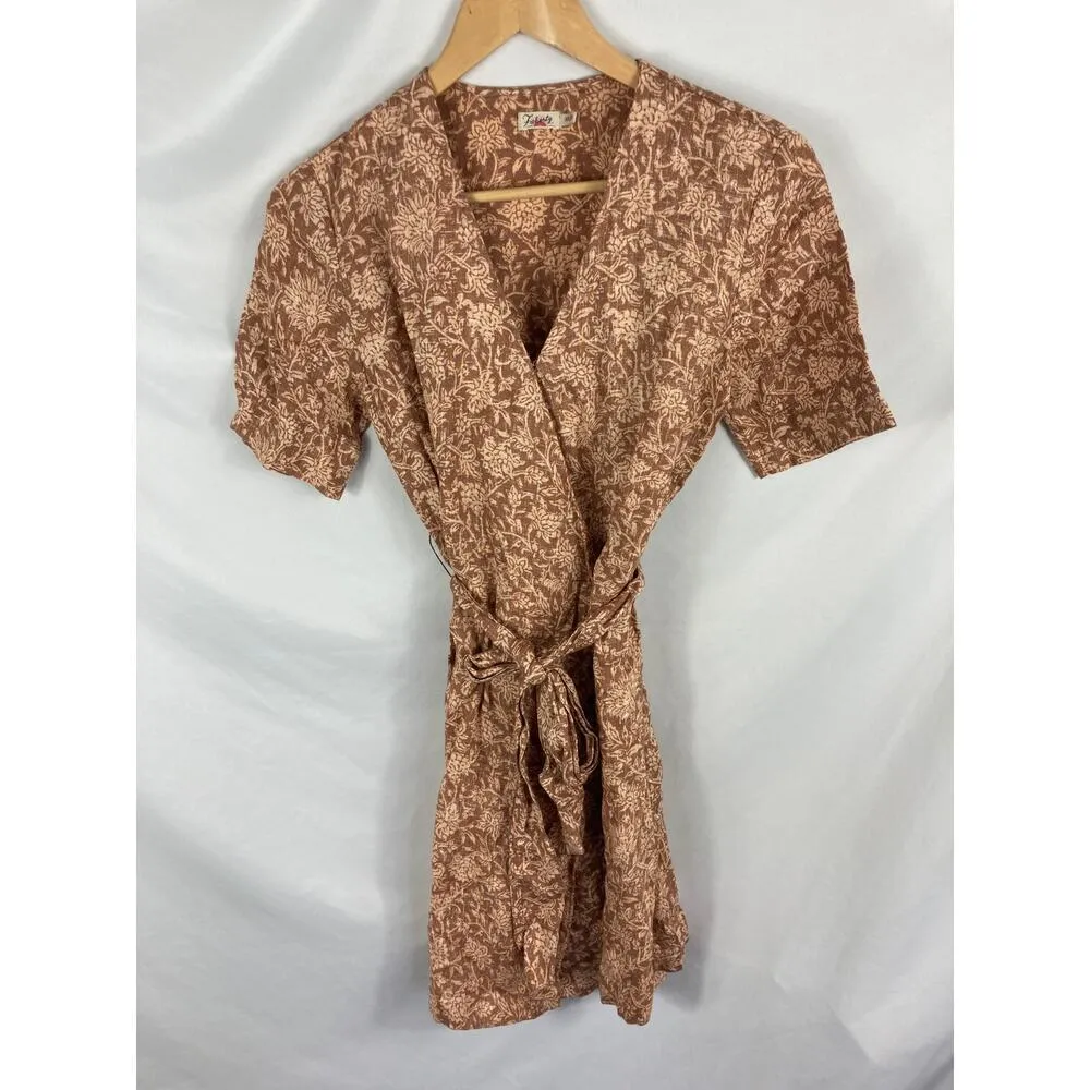 Feherty Ashley Linen Reviera Floral Wrap Dress Size XS - Image 2