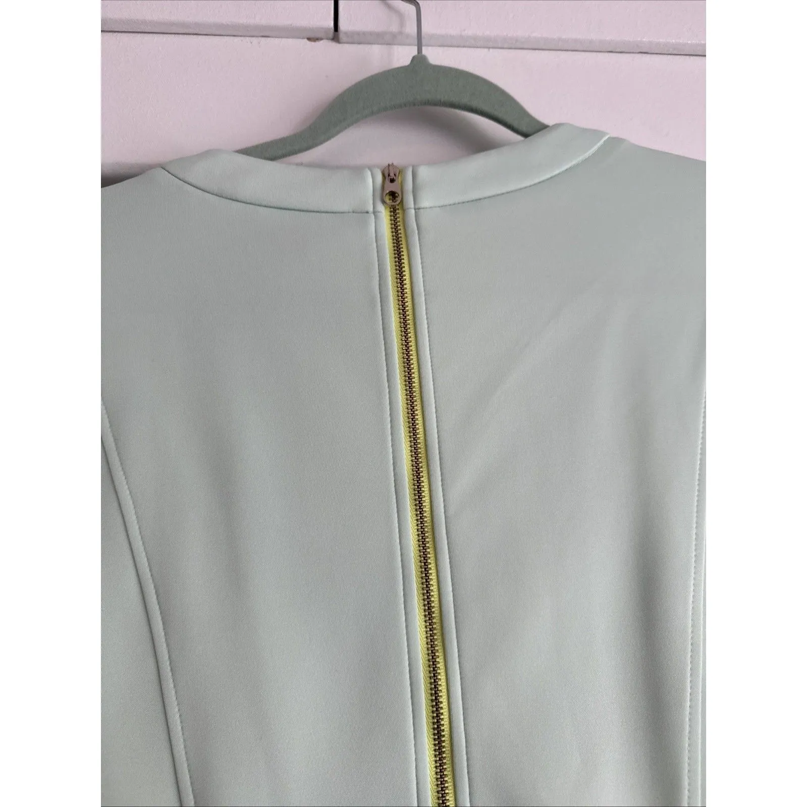 Ted Baker Size 4 US 10 Mint Green Skater Dress Scuba ASO Amal Clooney Round Neck - Image 6