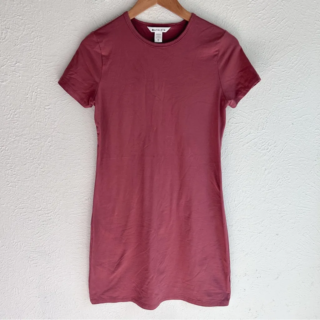 Athleta Essential Tee Dress Lightweight SUPIMA cotton Red Rock Sz XS - Image 2