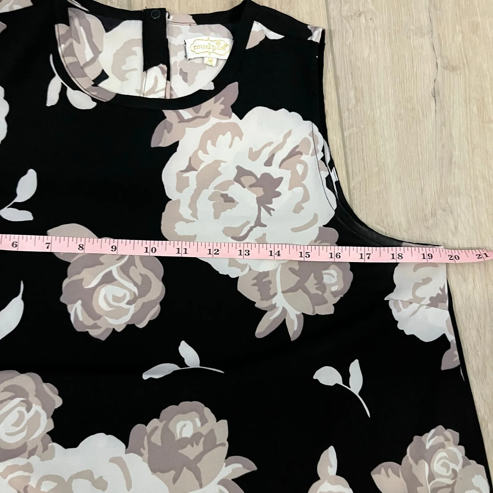 Mud Pie  Women's Black Floral Sleeveless Blouse Size M - Image 8