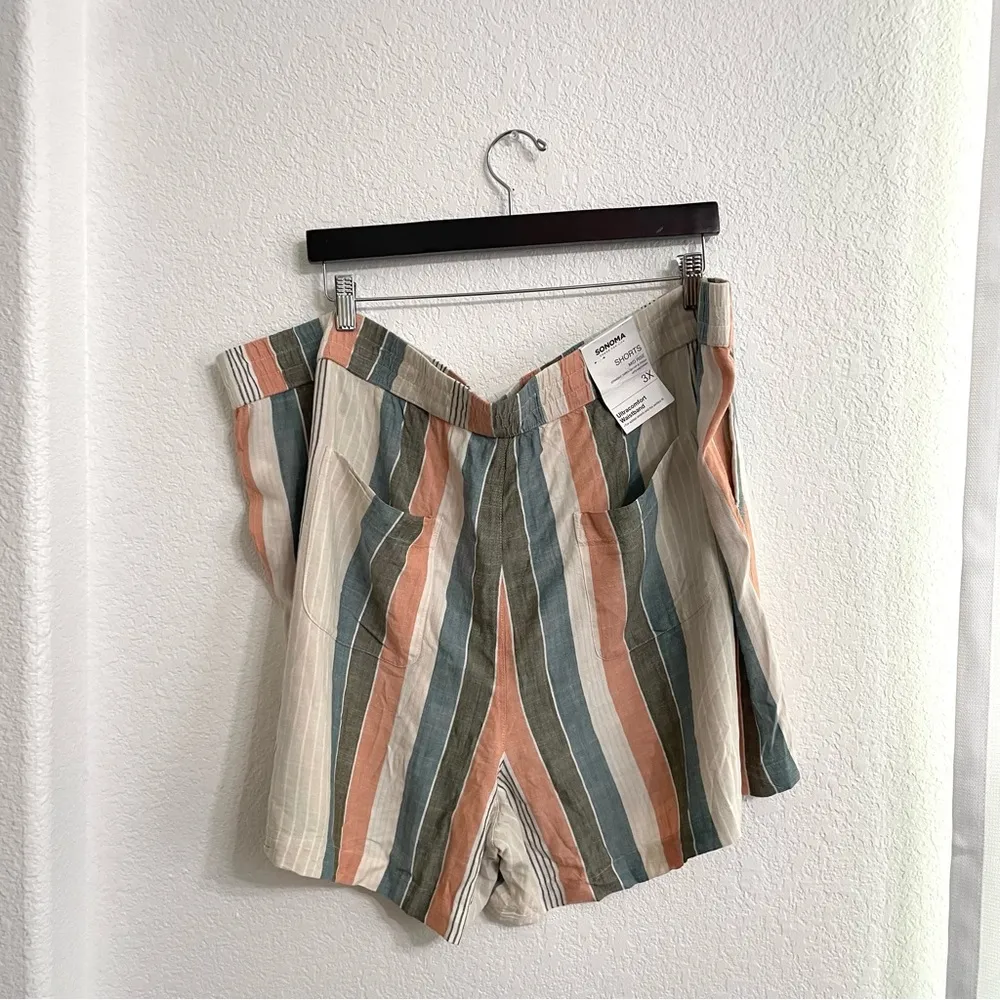 NWT Sonoma Women’s Shorts Multicolor Stripe Pull On Waistband Plus Size 3X - Image 2